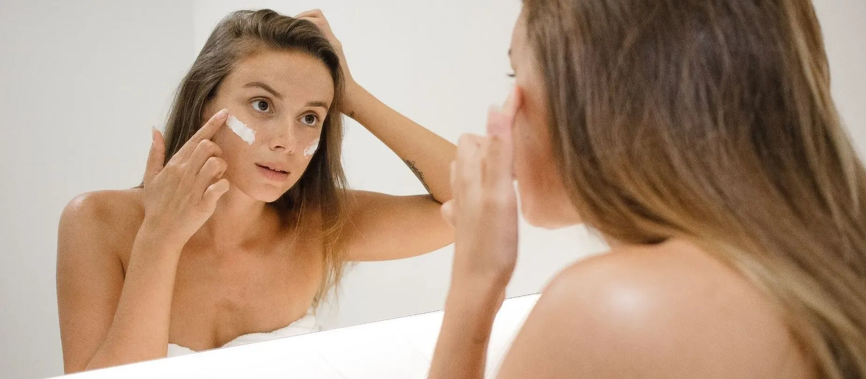 Close-up of a woman's face showing open pores, highlighting effective skincare treatments for smoother skin.