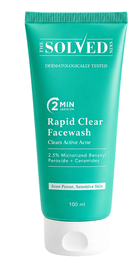 Rapid Clear Facewash 100 ml with 2.5% micronised benzoyl peroxide and ceramides